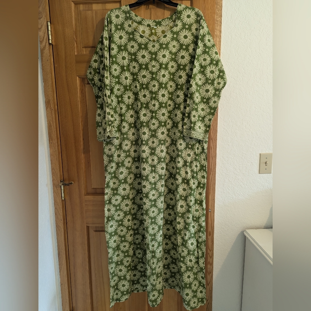Green floral dress